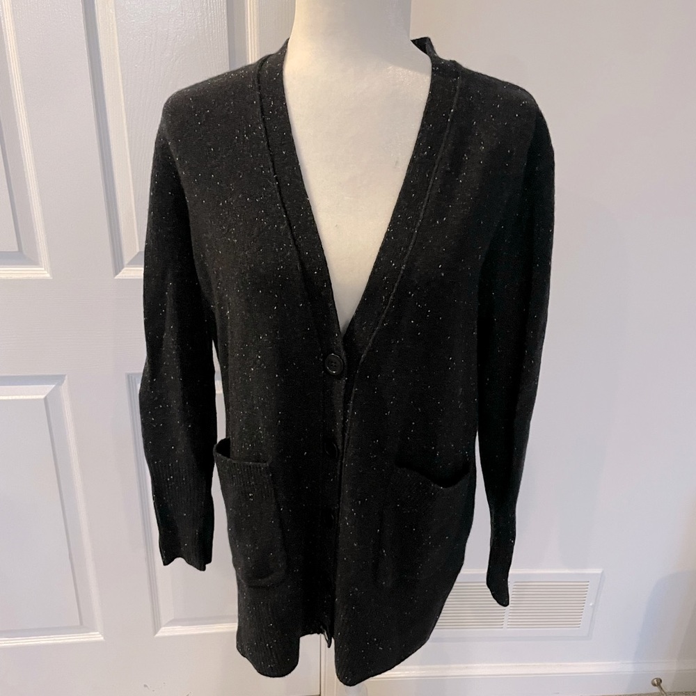 JCrew dark grey flecked cardigan